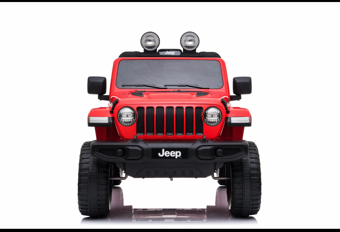 Licensed Jeep Wrangler Rubicon Kids Ride-On Car – 12V (Red