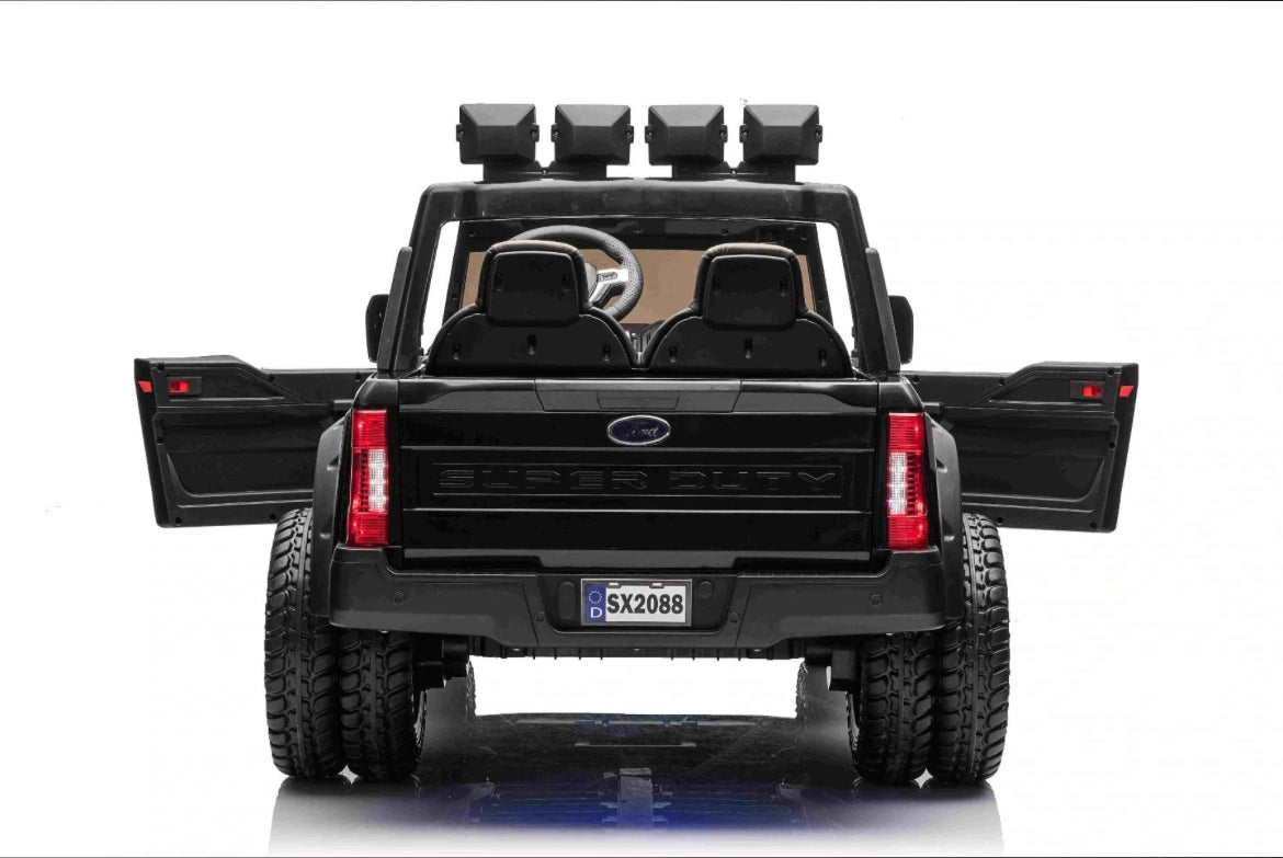 24V LICENSED FORD SUPERDUTY F450 RIDE ON CAR 60KG WEIGHT CAPACITY! EVA WHEELS & W/ REMOTE CONTROL IN BLACK