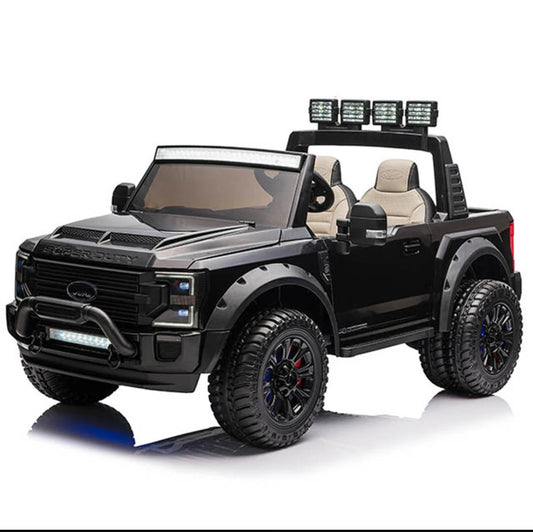 24V LICENSED FORD SUPERDUTY F450 RIDE ON CAR 60KG WEIGHT CAPACITY! EVA WHEELS & W/ REMOTE CONTROL IN BLACK