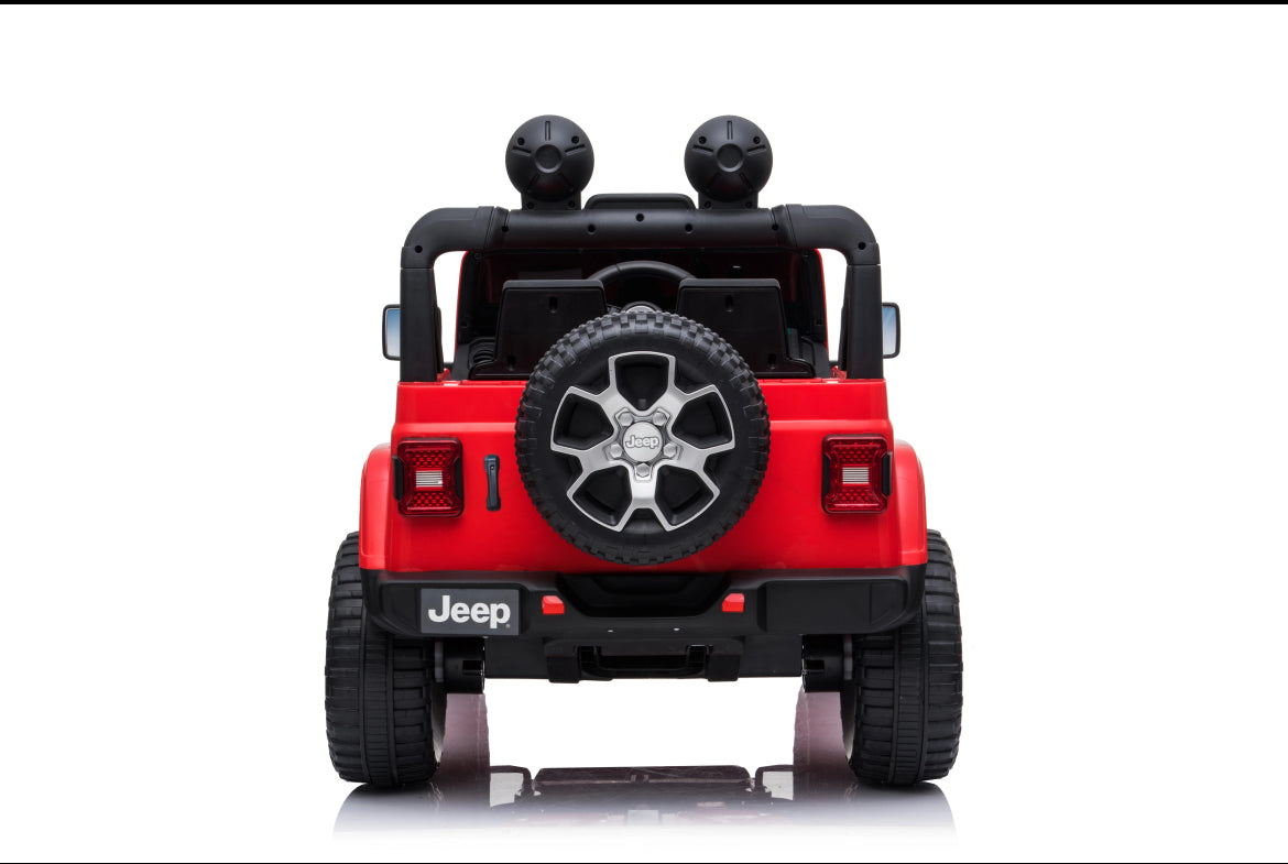 Licensed Jeep Wrangler Rubicon Kids Ride-On Car – 12V (Red