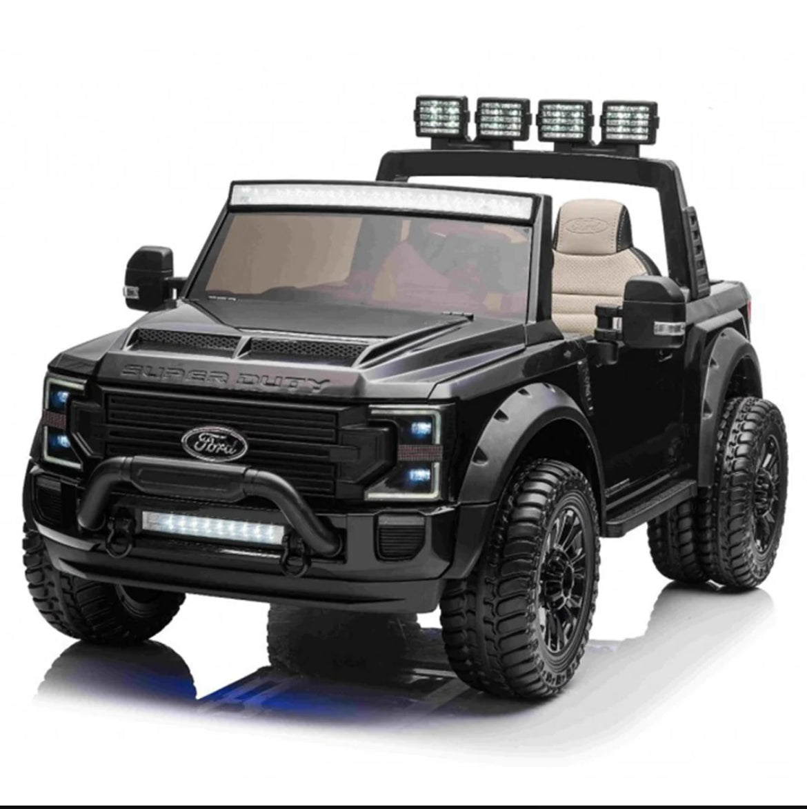 24V LICENSED FORD SUPERDUTY F450 RIDE ON CAR 60KG WEIGHT CAPACITY! EVA WHEELS & W/ REMOTE CONTROL IN BLACK