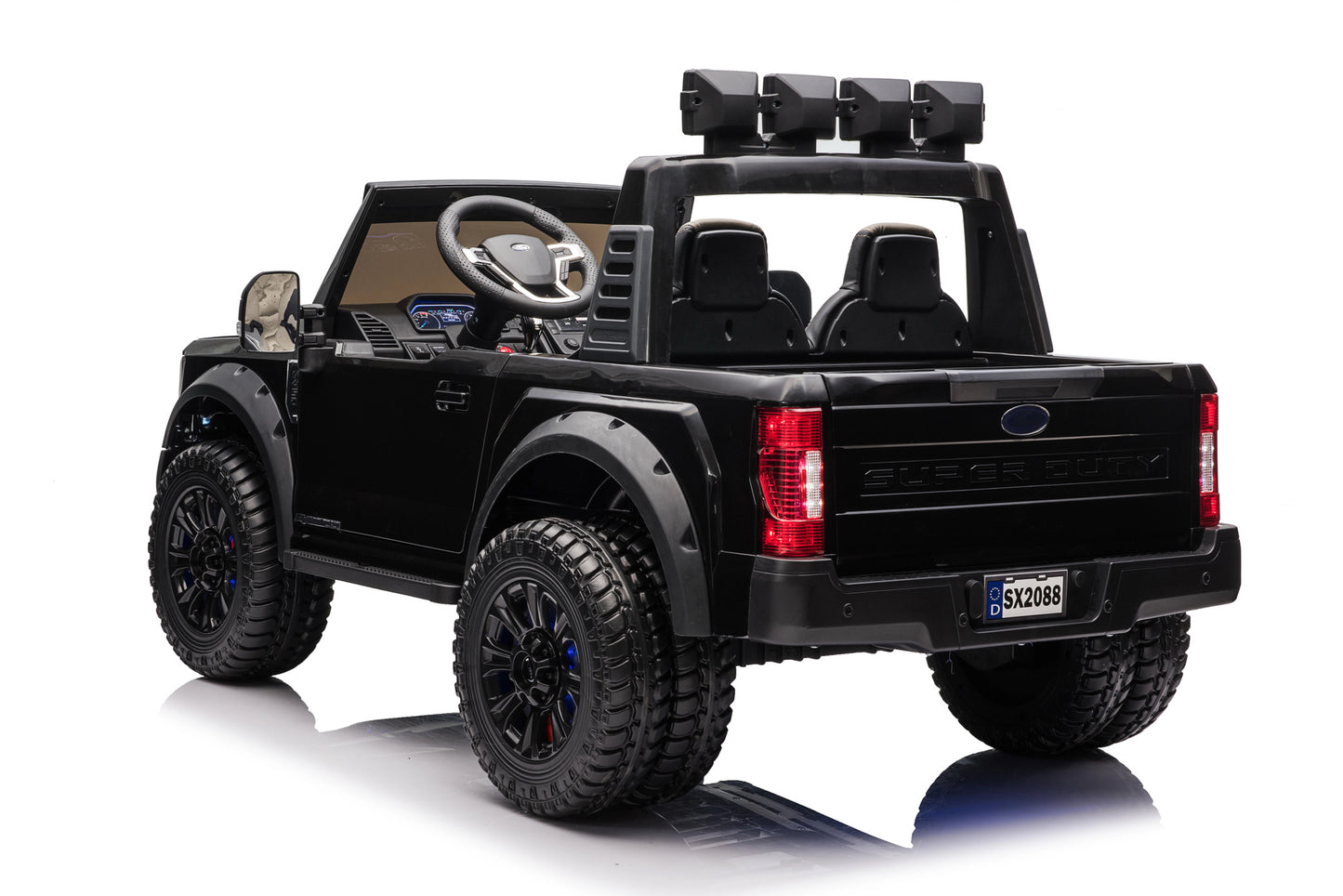24V LICENSED FORD SUPERDUTY F450 RIDE ON CAR 60KG WEIGHT CAPACITY! EVA WHEELS & W/ REMOTE CONTROL IN BLACK