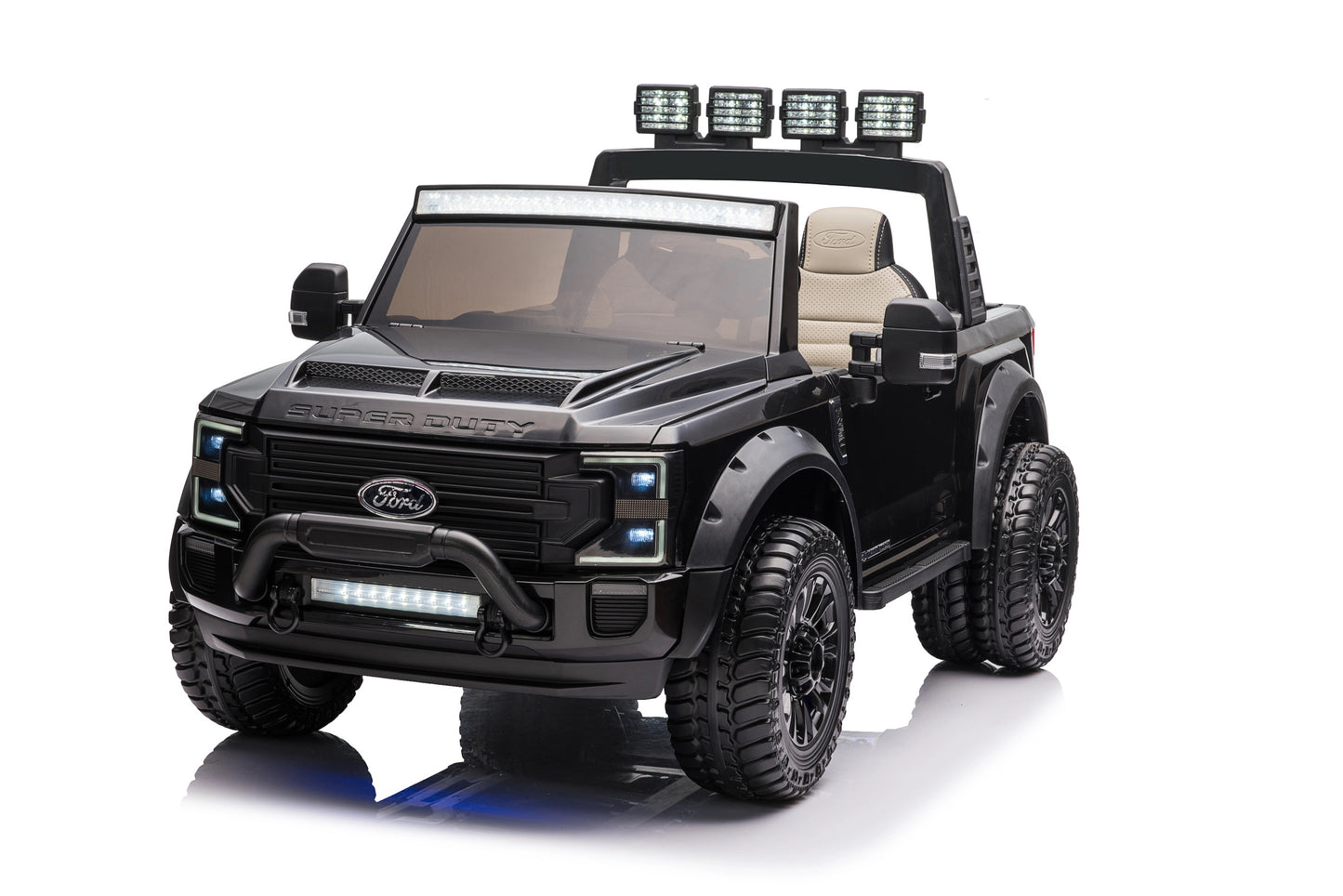 24V LICENSED FORD SUPERDUTY F450 RIDE ON CAR 60KG WEIGHT CAPACITY! EVA WHEELS & W/ REMOTE CONTROL IN BLACK