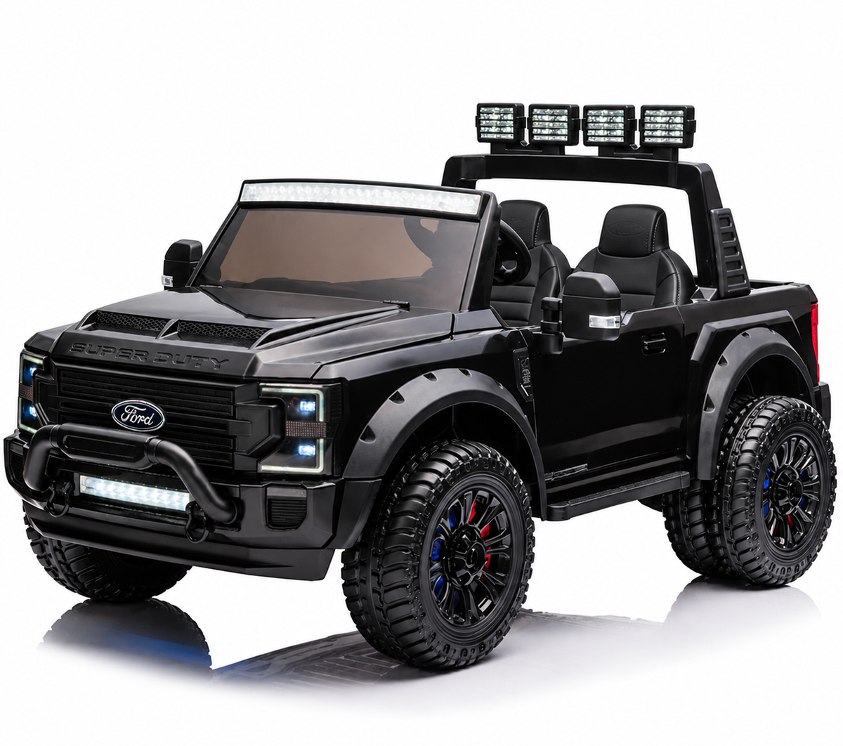 24V LICENSED FORD SUPERDUTY F450 RIDE ON CAR 60KG WEIGHT CAPACITY! EVA WHEELS & W/ REMOTE CONTROL IN BLACK